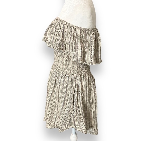 Anthropologie Promesa Size L Strapless Mini Dress Romper Ruching Cream Gray - Picture 4 of 13